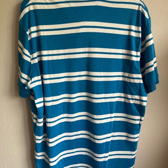 Men’s Blue And White Striped Tommy Hilfiger Short Sleeve Classic Fit Polo Size L - Picture 5 of 5